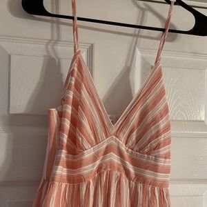 American Eagle Outfitters Coral Striped Jumpsuit